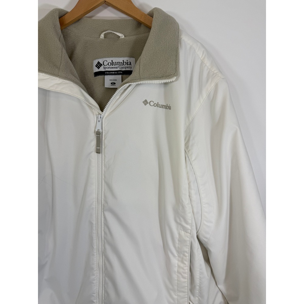 Columbia Jacket Women XL Extra Large White Full Zip Fleece Lined Bugaboo No Hood